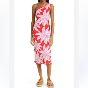 Farm Rio Coconut Tree Knit One-shoulder Dress